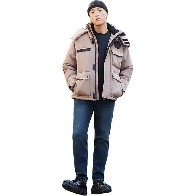 美特斯邦威 宽松连帽潮流百搭工装保暖羽绒服 男款