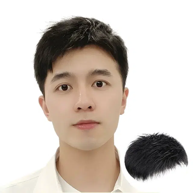 时影 阳光男孩 男士短发真发帅气假发 自然轻薄隐形无痕头顶补发片 精修毛寸款