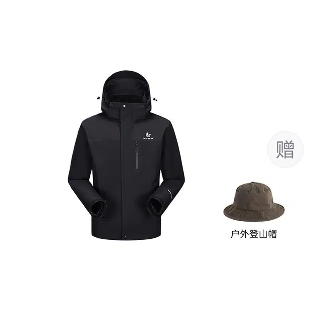 美特斯邦威  纯色字母连帽拉链防风防水透气长袖 冲锋衣 男女同款
