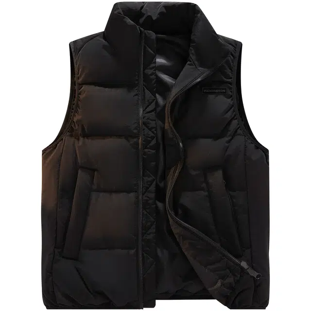 帕丁顿熊 简约字母印花纯色休闲防风防寒面包服宽松保暖加厚马甲 男女同款