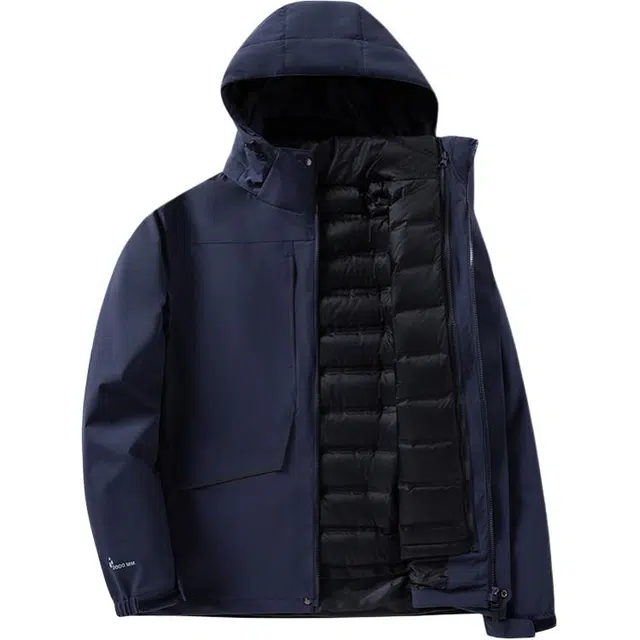 雅鹿  羽绒内胆三合一可拆卸两件套滑雪外套户外登山服  防水防风防紫外线透气耐磨保暖速干超轻防虫防静电防寒防雨冲锋衣 男款