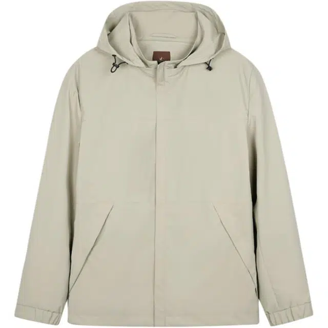 才子 纯色可拆卸帽微弹轻薄修身长袖夹克外套 男款