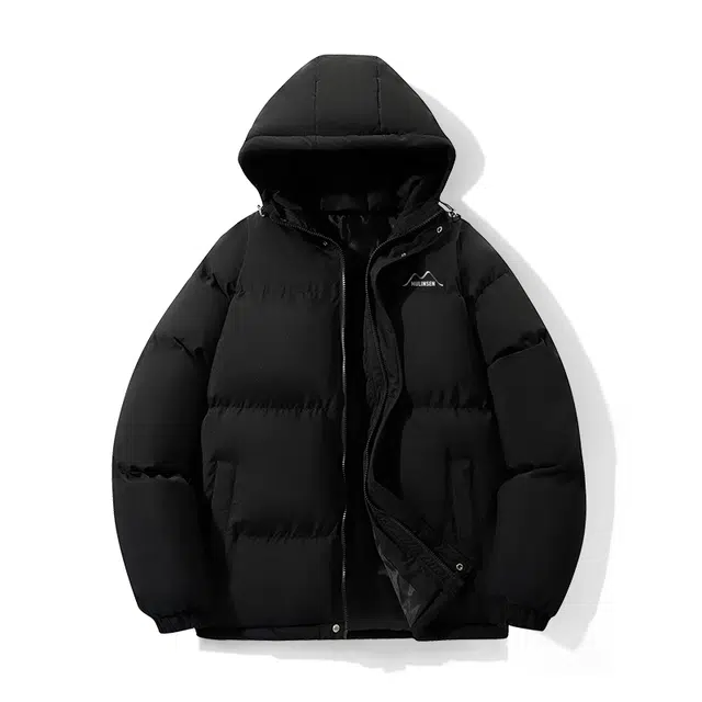 木林森 连帽保暖加厚面包服日常通勤中性风字母印花宽松休闲百搭棉服 男女同款