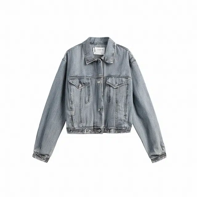 雅鹿 美式复古水洗翻领工装牛仔夹克外套 男女同款