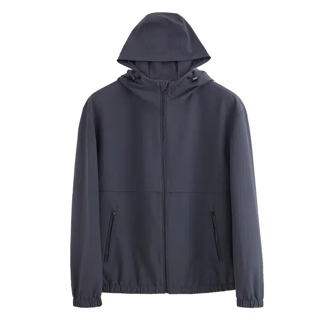 圣赫 纯色防泼水防风连帽夹克外套 男款 灰蓝色