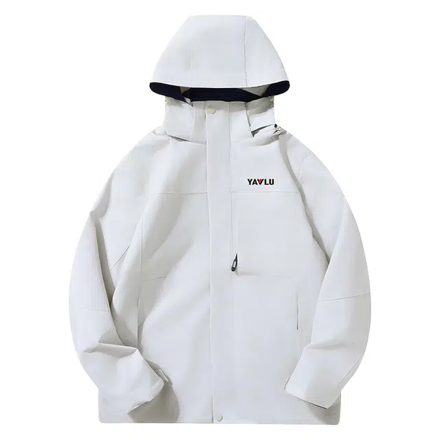 雅鹿  休闲宽松纯色连帽 冲锋衣 男女同款