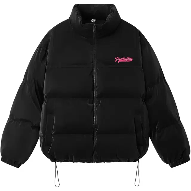 帕丁顿熊 基础简约美式字母发泡印花纯色宽松休闲面包服防风防寒保暖加厚羽绒服 男女同款