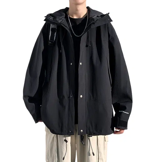 玉儿恋  拼色拉链连帽户外登山  防水防风冲锋衣 男女同款