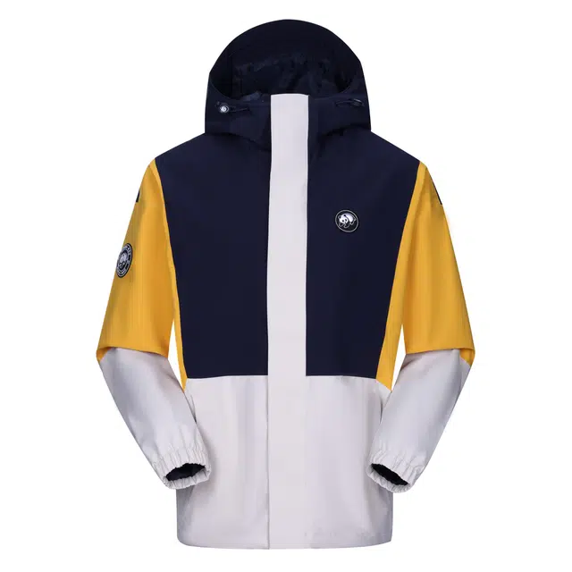 熊猫  拼接撞色休闲舒适连帽  防水防风耐磨冲锋衣 男女同款