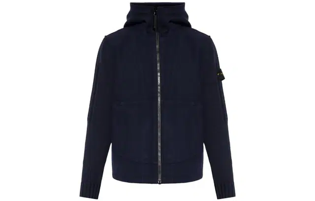 Stone Island Logo Zip Hoodie Jacket Blue