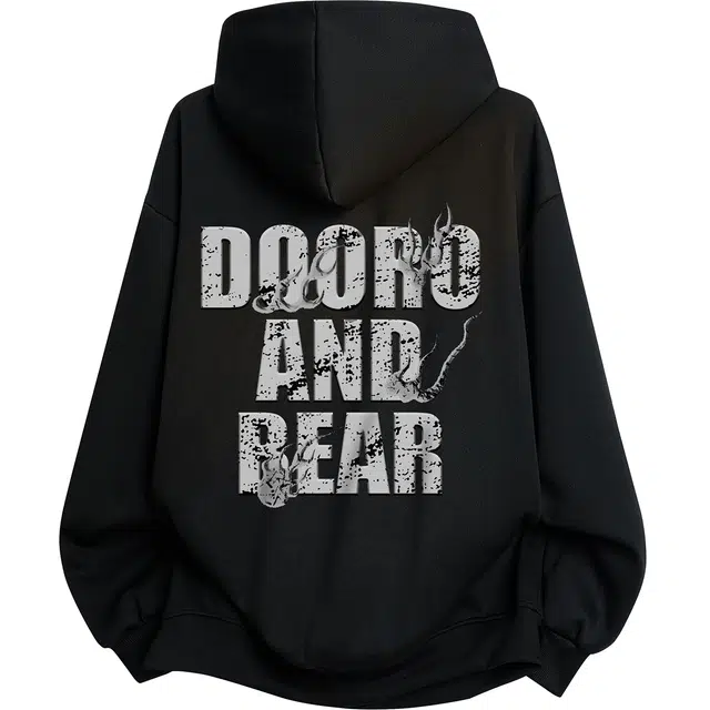 萌芽熊 美式重磅高街字母印花连帽落肩宽松套头卫衣 男女同款