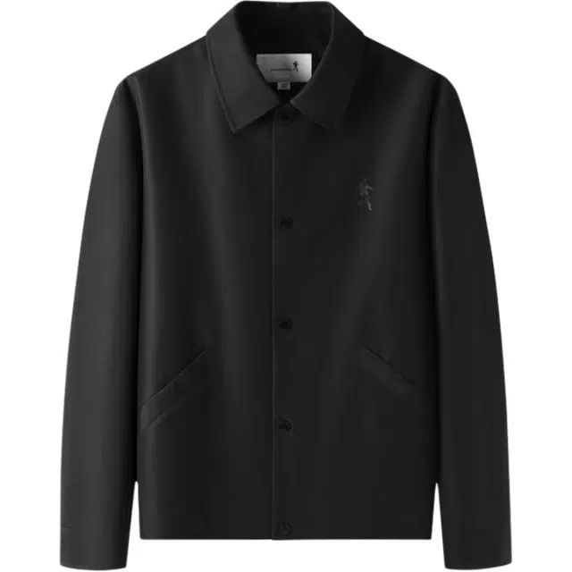 与狼共舞 通勤休闲印花夹克外套 男款 黑色