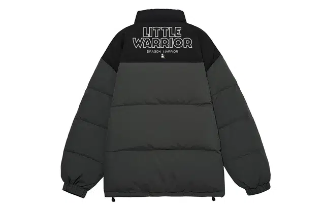 功夫熊猫  美式复古纯色拼接面包服鸭绒保暖蓄热防寒加厚立体字母印花宽松休闲简约舒适轻量化下摆抽绳拉链立领外套羽绒服 男女同款