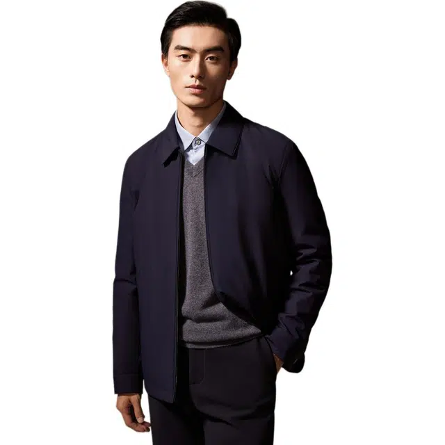 迪柯尼 简约商务休闲防风纯色羽绒服 男款 深宝蓝