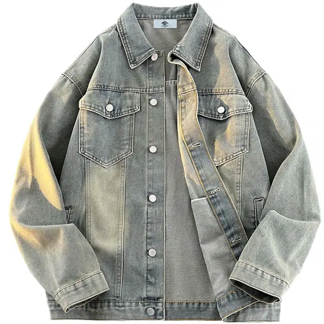 华夏儿女 美式复古多风格水洗做旧翻领百搭上衣牛仔外套 秋冬必备时节 男女同款