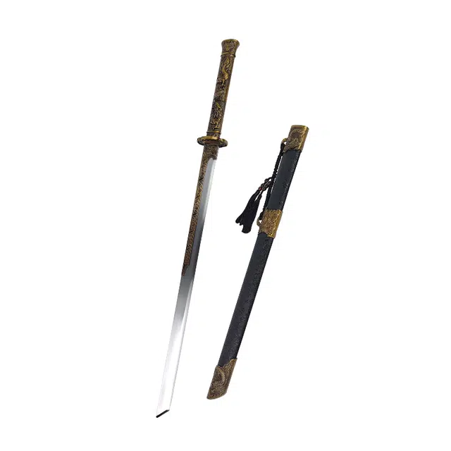 天子剑 苍雷唐横刀 合金装绸缎包杉木鞘龙泉长刀剑高锰刃 成品模型