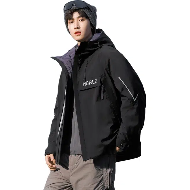 鸭鸭 户外品质鸭绒时尚连帽运动休闲羽绒服 男款