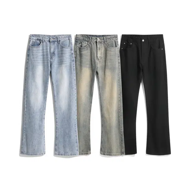 欧路得 做旧水洗男春秋季美式潮牌高街直筒牛仔裤 男款