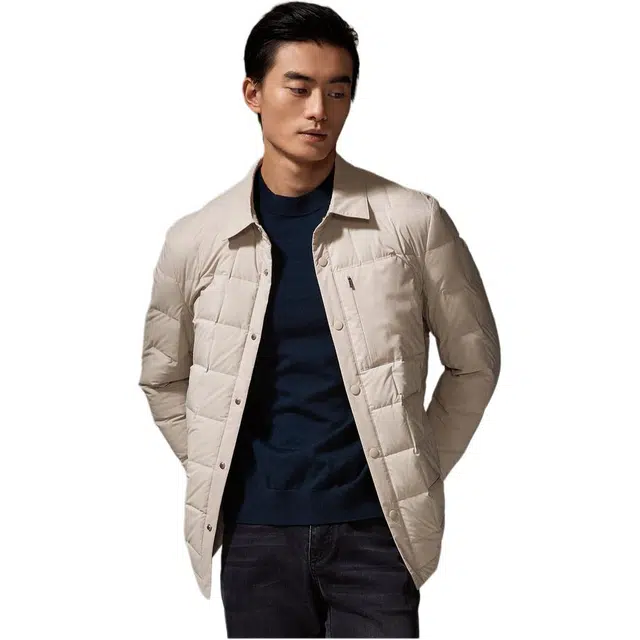 迪柯尼 时尚方格纯色休闲羽绒服 男款