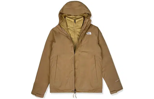 The North Face Logo Print Hoodie Jacket Brown