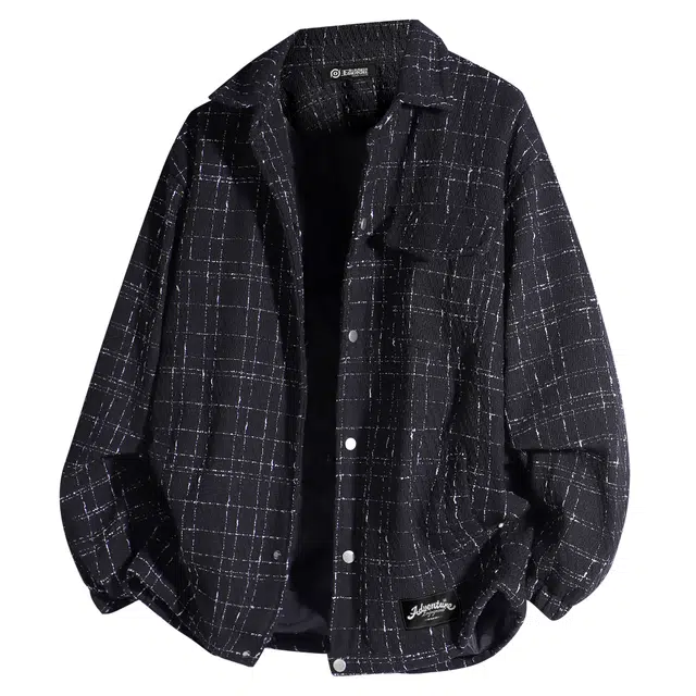 王者荣耀 王者荣耀 鲁班七号款 编织格纹夹棉加厚小香风复古风格刺绣织唛长袖单排扣开衫上衣外套翻领宽松百搭休闲夹克 男女同款