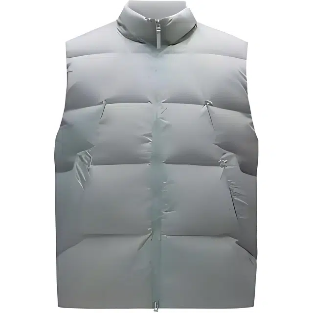 超级安踏 纯色拉链立领舒适透气百搭羽绒马甲 男款 茶沫绿