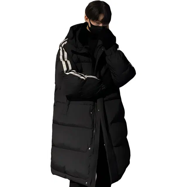 雅鹿 复古纯色户外运动防风保暖加厚宽松百搭休闲中长款羽绒服 男女同款 黑色