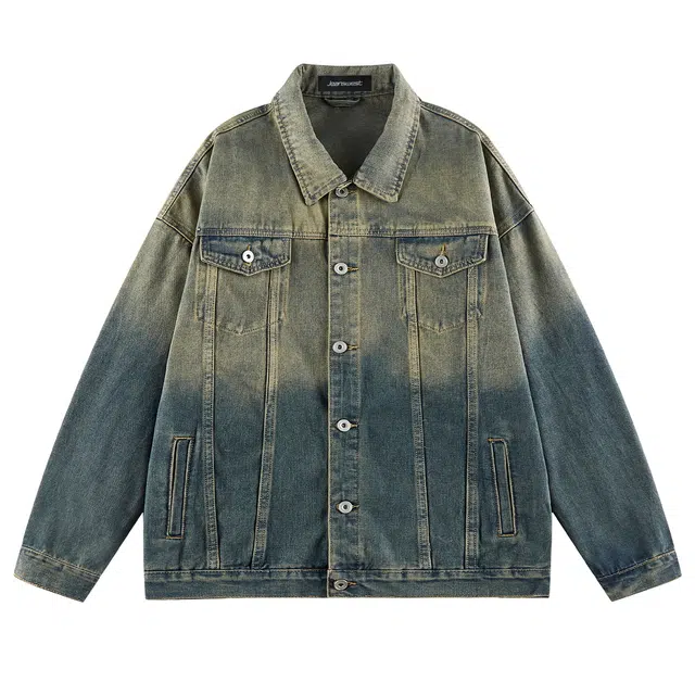 寻星记 美式复古潮流基础款翻领工装风户外百搭牛仔外套 男女同款