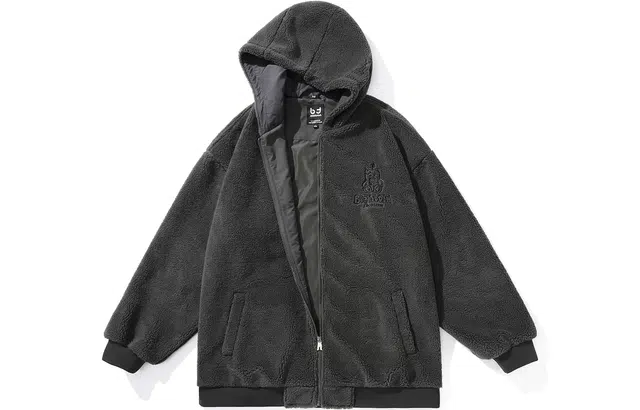 bt Simple Monster Letter Embroidered Fleece Hoodie Jacket