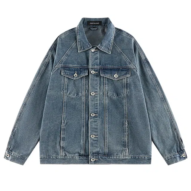 寻星记 美式复古潮流基础款翻领工装风户外百搭牛仔外套 男女同款