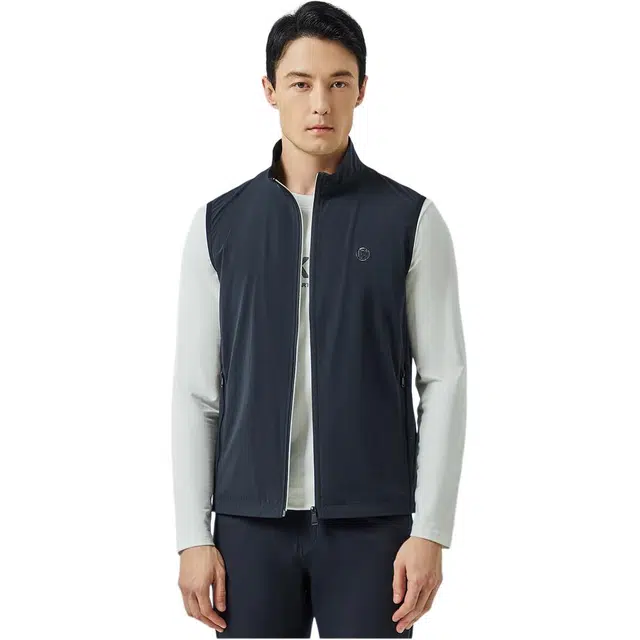 迪柯尼 商务时尚拉链立领通勤马甲 男款 黑色