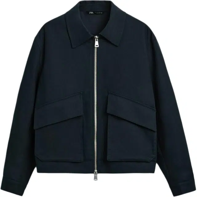 ZARA Casual Zip Jacket Navy Blue