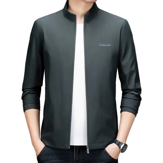 雅鹿 立领拉链休闲百搭字母长袖夹克外套 男款