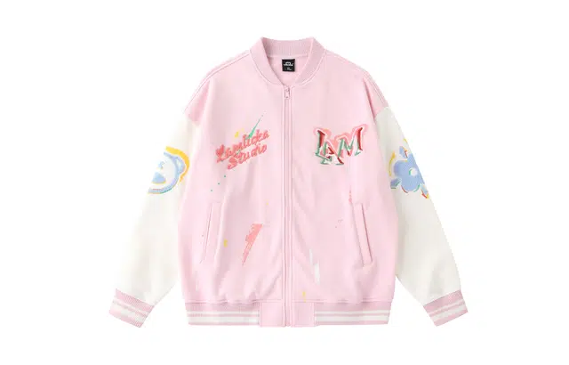 多巴胺系列泼墨立体绣花拼接拉链长袖棒球服 通用