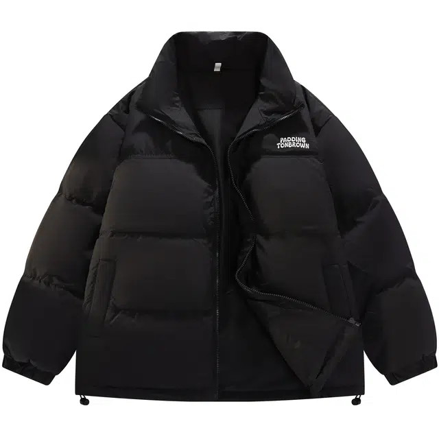 帕丁顿熊 简约小熊字母标语印花纯色宽松休闲防风面包服防寒保暖加厚羽绒服 男女同款