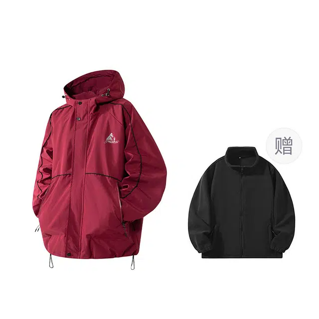 雅鹿  韩式复古高街风纯色连帽加绒加厚保暖少年感户外登山  防水防风防寒防雨冲锋衣 男女同款