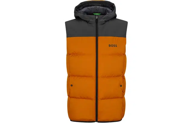 HUGO BOSS Water-Repellent Hooded Gilet With Logo Detail
