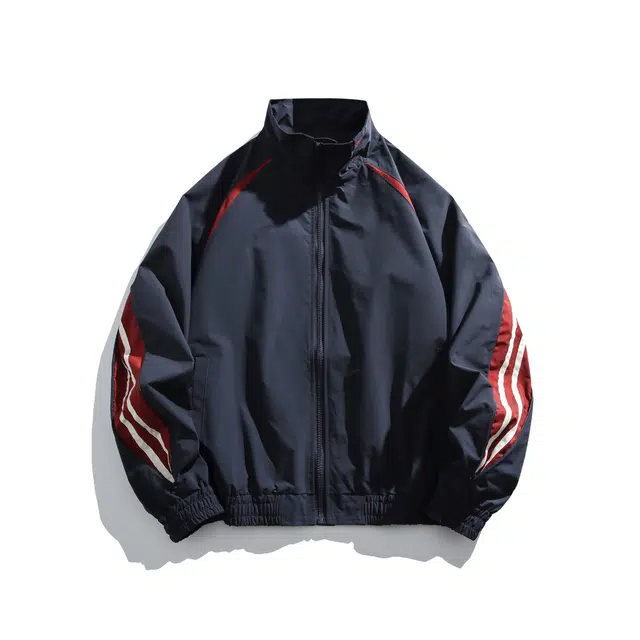 费尔岛上的猫 美式复古撞色立领百搭防风防水休闲长袖飞行员上衣夹克 男女同款