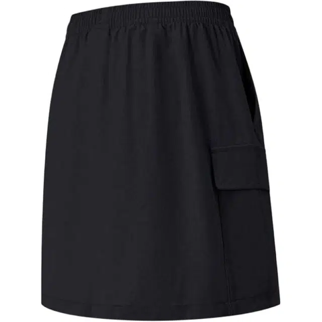 特步 运动生活系列综训系列 纯色中腰透气百搭柔软休闲长裙 女款 正黑色