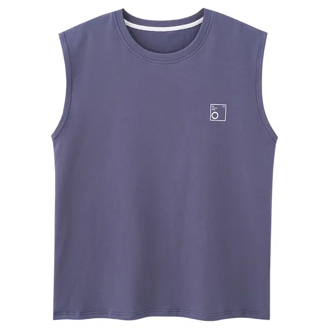 莫代尔 舒适柔软圆领休闲简约亲肤透气可外穿无袖背心 男款 浅蓝