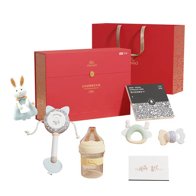 英氏 新生儿满月礼奶瓶安抚礼盒 早教益智玩具