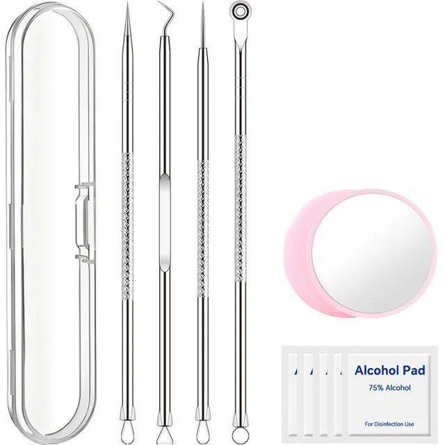 古迪 超尖细针超细细胞夹粉刺针 去黑头夹镊子尖头美容院专用拔毛孔工具套装