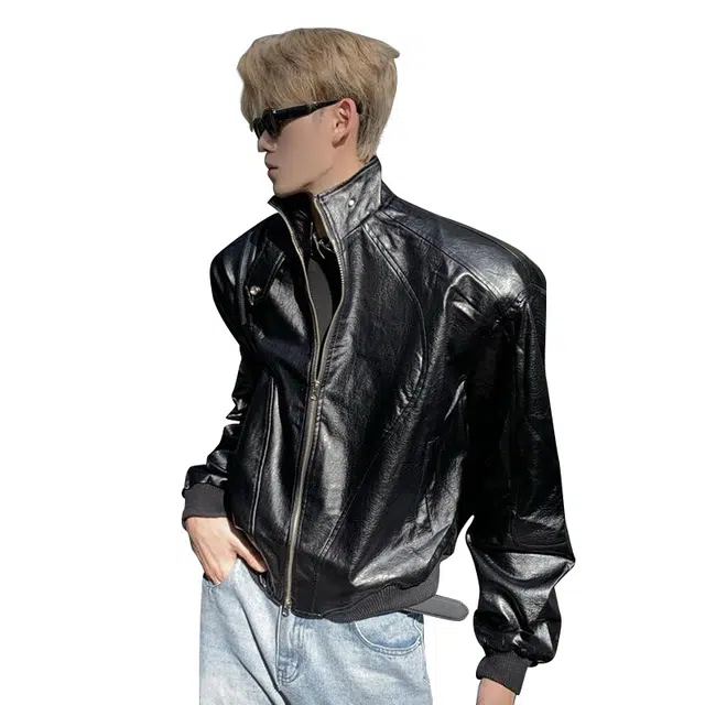 雅鹿 复古高街通勤百搭机车休闲机能风宽松立领拉链保暖防风飞行员教练夹克外套 男女同款 黑色