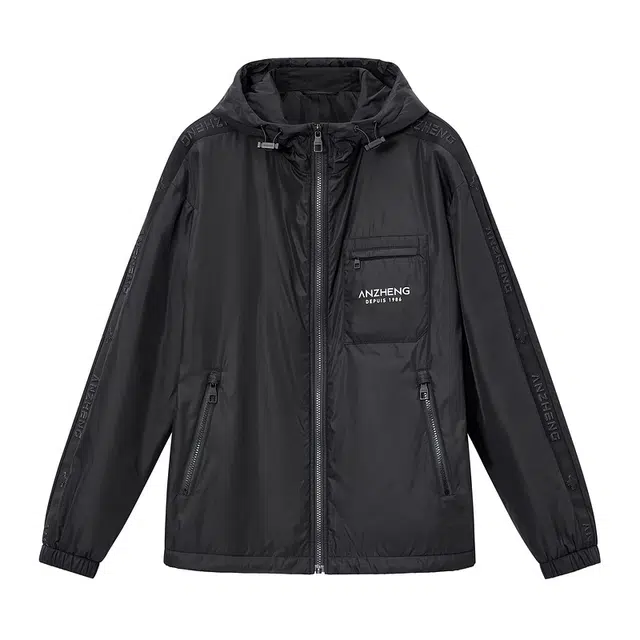 安正 休闲双肩织带夹克外套 男款 素黑