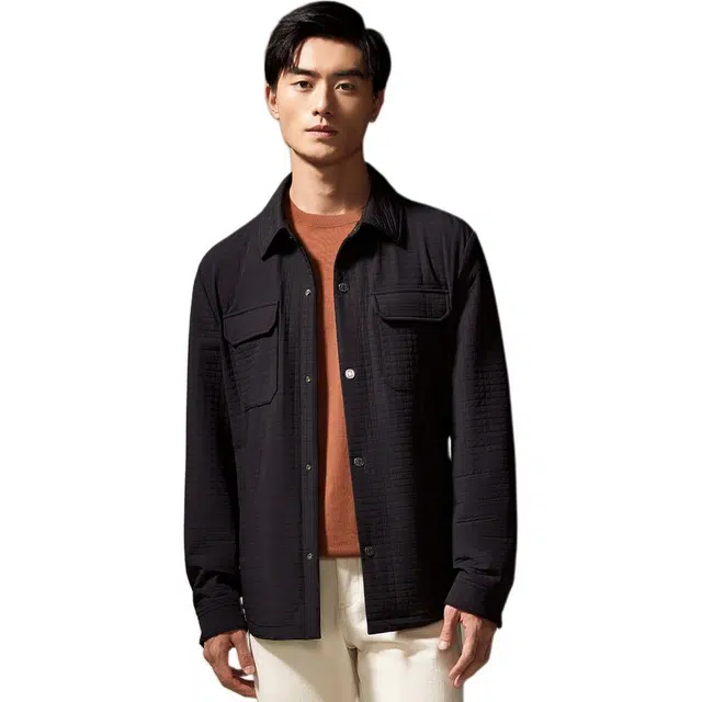 迪柯尼 宽松廓形工装翻领棉服 男款 黑色