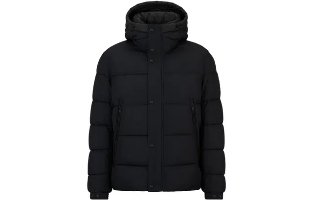 HUGO BOSS Water-Repellent Hooded Puffer Jacket With Logo Badge