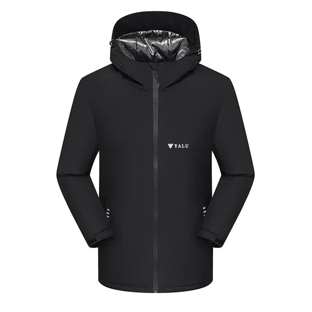 雅鹿  山系户外休闲百搭连帽加绒加厚拼接  防水防风透气耐磨冲锋衣 男女同款