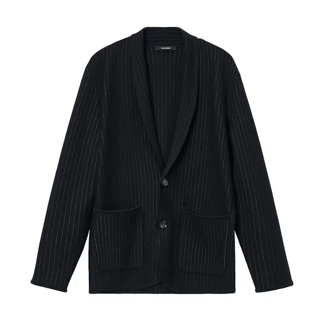 安正 青果领条纹舒适细腻柔和外套夹克 男款 条黑