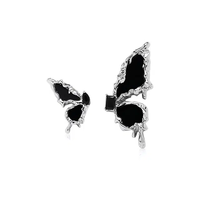 骊碧 【与你的浪漫相约】暗黑甜酷风小众高级感不对称创意耳饰 合金 耳钉 女款