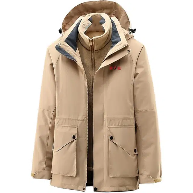 雅鹿  两件套批发工作服可拆卸加厚保暖  防水防风防紫外线透气耐磨速干冲锋衣 男款